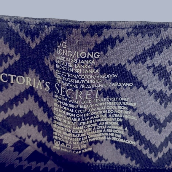 Victoria’s Secret Leggings Jeggings jJoggerssize large long Black and Gray Print - Picture 7 of 8
